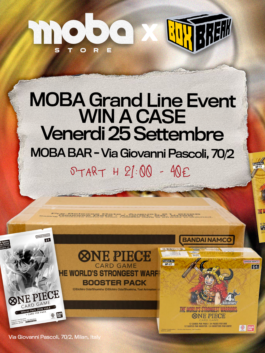 Poster Win a Case MOBA Store, 25 settembre 2026 a Milano